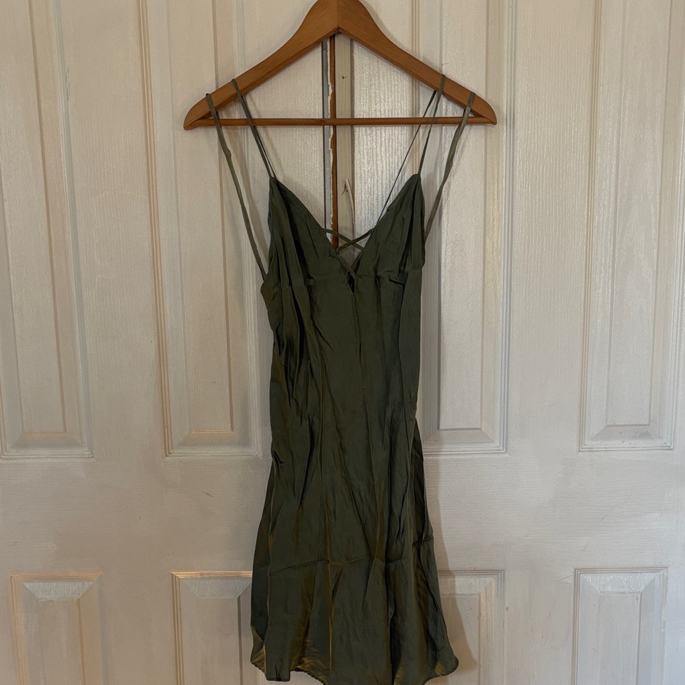 Victoria's Secret Olive Silk Slip Dress